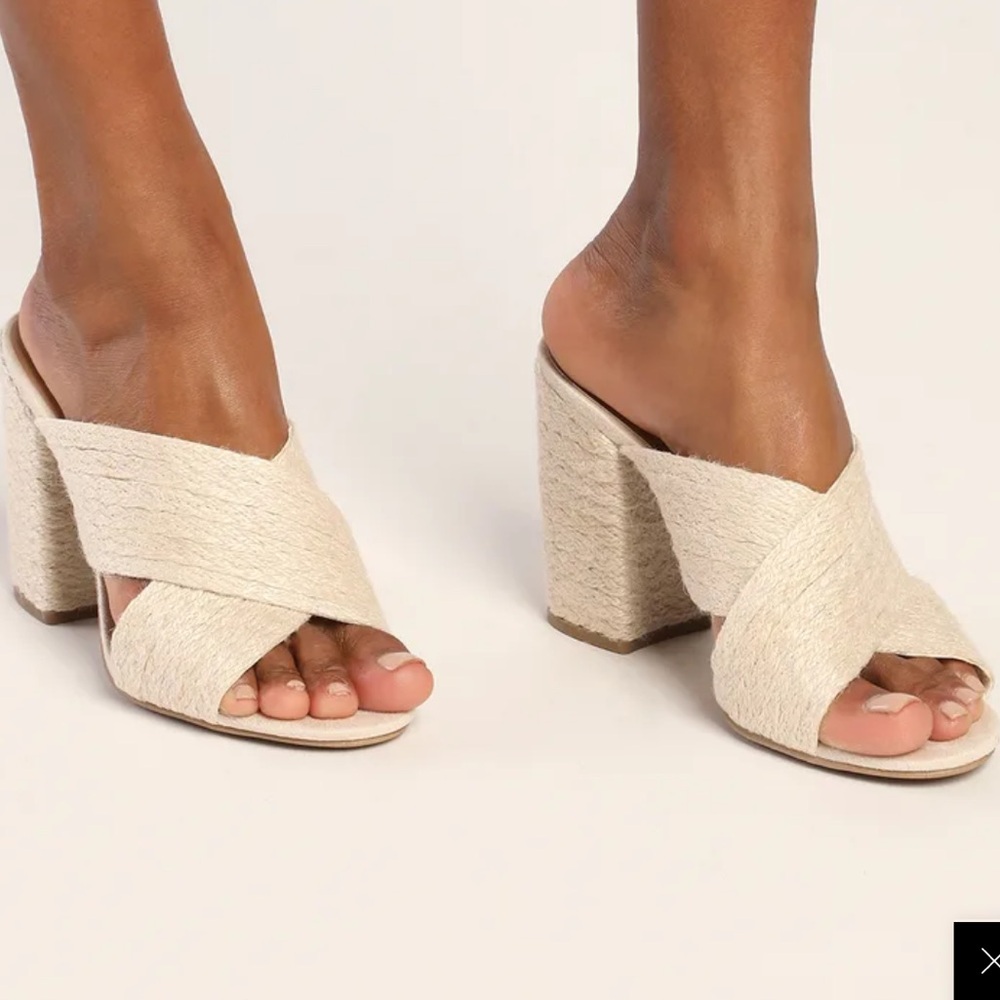 Qupid Espadrille Comfy Woven Block Heels Size 6
